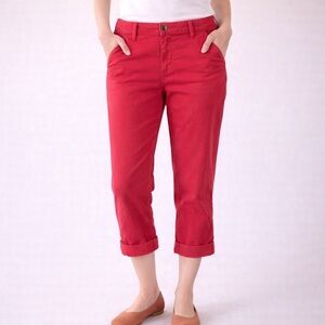 Ann Taylor LOFT Cropped Cuffed Straight Capris Coral Pink Medium 8 29